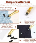 Premium Adjustable Leather Hole Punch Tool With Five Brass Drill Bits From 1.5MM To 4.0MM used for paper, fabric, leather, and plastic punching.