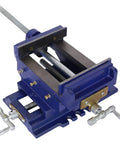 Six Inch Cross Slide Vise For Drill Press And Benchtop Milling with serrated jaws and rugged cast iron for precise machining.