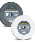 Two Heavy Duty 8 Inch Bench Grinder Wheels Two Pack, White Aluminum Oxide 120 And 150 Grit 1 Inch Thick With 5/8 Arbor.