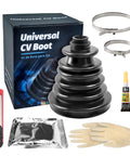 Split Type CV Boot Kit Fits 22mm To 28mm Shaft, 128mm Height with clamps, glue, gloves, and cutter tools visible