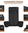 Seyfocnia rolling garment bag in black, open to show multiple pockets and a shoe compartment