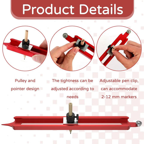 Dead On Double Sided Contour Scribe Tool With Smooth Tracking Pulleys for adjustable tightness with 2-12mm marker clip.