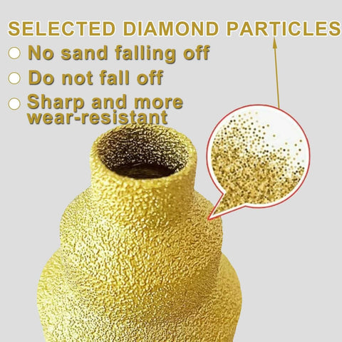 Front view: TNDCKP diamond core drill bit – gold textured illustration with diamond particle features
