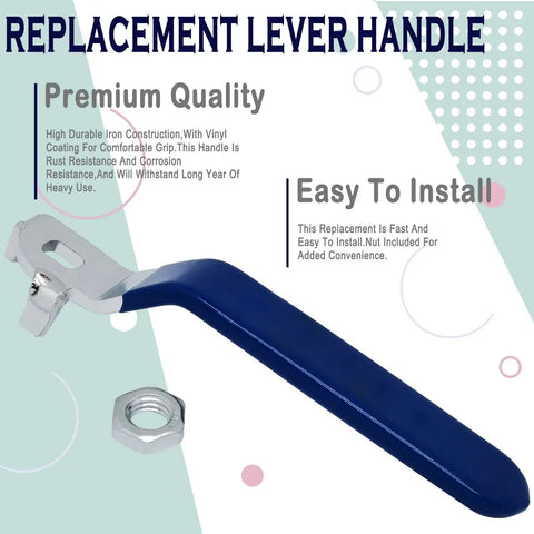 Blue Iron Steel Ball Valve Handle For DN50 Ball Valve Valve Switch Handle Heavy Duty 165mm Length 8x12mm Hole Galvanized Surface