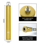 4500 Psi PCP Air Compressor Oil Water Filter With 8mm Quick Connector in gold anodized aluminum; size and connectors shown.