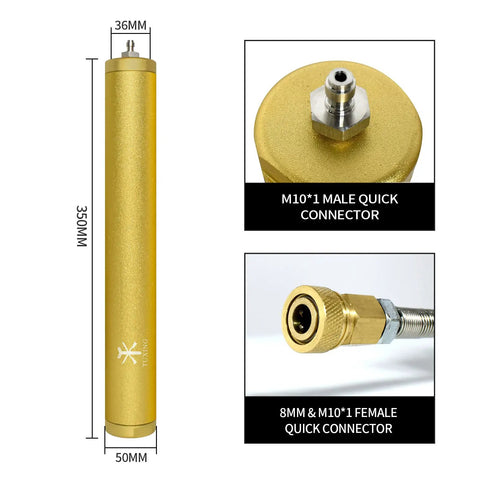 4500 Psi PCP Air Compressor Oil Water Filter with slick silver valve, diving separator, 8mm quick connectors, odor carbon layer.