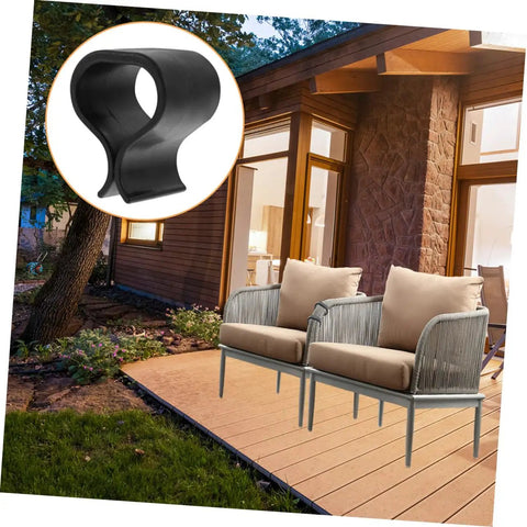 Outdoor Patio Furniture Clips 12 Piece Sectional Sofa Connectors displayed on a patio with rattan seating at sunset.