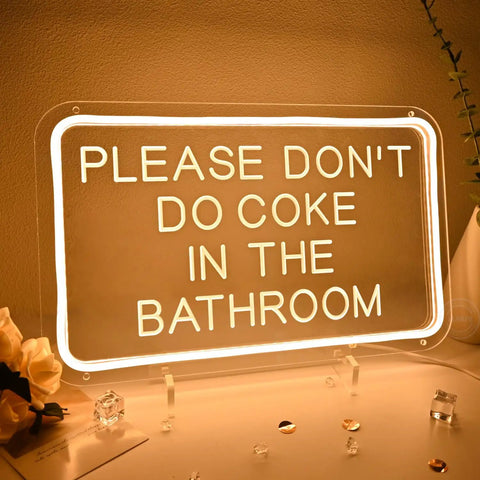 Please Don't Do Coke In The Bathroom LED Neon Sign USB Powered For Bedroom Game Room Bar Or Home Decor 15.8 By 9.8 Inches