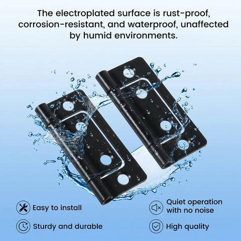 4 Pack Black No Mortise Door Hinges With Screws For Wood Folding Doors, water resistance demonstrated.