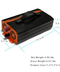Rock Solid 1000 Watt Power Inverter Converting 48V DC To 110V 120V AC, dimensions 11.5x5.7x3.3 inches, sleek black design.