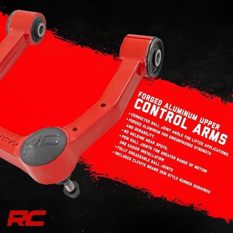Forged Aluminum Upper Control Arms for 2007-2018 Chevy GMC 1500 Trucks, Red Color, POM Ball Joints, Greaseable Bushings, Easy Install