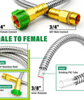 2 Ft Garden Hose With Female To Male Metal Connector 304 Stainless Steel Leader Hose For Hose Reels diagram showing components