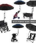 A Zero Stress UV Defense This Upf Fifty Plus Golf Umbrella Packs A Heavy Duty Universal Clamp And Fluid Tilt Arm built for wheelchairs, strollers, and carts.