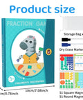 Magnetic Fraction Demonstration Kit For Kids, 51-Piece Set With Fraction Tiles And Circles, product box and contents overview.