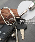 Solid Brass Carabiner Keychain Clip With Screw Lock Built To Last Rugged Key Organizer For Keys Purse Charms Handbags Bag Accessories Oxidation Resistant Finish 360 Degree Mirror Shine shown with keys.