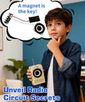 Child holding a Hands-On FM Radio Kit For Kids And Teens Ages 8 12 13 14 STEM Toys Electronics Project Build Your Own Radio