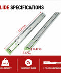 Heavy Duty 22 Inch Side Mount Drawer Slides With Ultra Quiet Soft Close Dual Spring Hydraulic Damper Corrosion Resistant Cold Rolled Steel Ball Bearings For Smooth Jam Free Drawers In Busy Kitchens Workshops And Home Garages, 100lb capacity