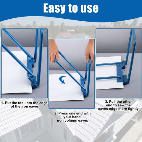 Demonstration of Rugged Tough As Nails Eaves Seam Locker Tool for Standing Seam Metal Roofs, showing usage steps