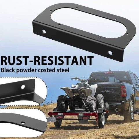 4 Pack 6 Inch Oval Tail Light Mounting Brackets, L Shaped, Powder Coated Steel 3mm, Flush Mount For Oval LED Trailer Lights