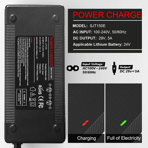 Lightning Fast 24V 5A Battery Charger With 3 Pin XLR Connector For Mobility Scooters And Wheelchairs Lead Acid Only 8 Foot Cord Delivers 5000mA For Quick Recharges