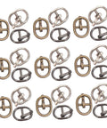 Mini Alloy Belt Buckles Set For Doll Clothes And Tiny Belts, 150 Pcs Small Single Prong Fasteners In Silver Gunmetal And Antique Bronze