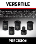 Spindle Nut Socket Set Five Piece for 4x4 SUVs and Light Trucks Remove Spindle Nuts with Lug Out Sockets and Storage Case