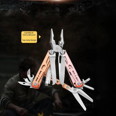 18-In-1 Survival Multitool Pliers With Stainless Steel Build And Safety Lock For Camping Includes Magnesium Fire Starter, scissors