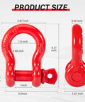 Five Eighths Inch D Ring Shackles Heavy Duty Forged Carbon Steel With Screw Pin Working Load Limit 3.25 Tons 6500 Lbs dimensions
