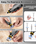 Guide showing accessory replacement for Beast 130W Corded Rotary Tool Kit With 204 Piece Accessory Set For Sanding Polishing Engraving Drilling.