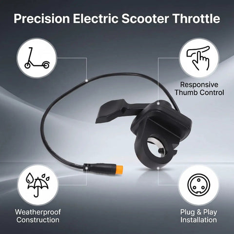 Thumb Throttle Replacement With Hall Effect Sensor For Electric Scooters 3 Pin Connector Direct Replacement Part For Precise Speed Control Smooth Acceleration Fits Most Models No Fuss Install showing thumb control and connector