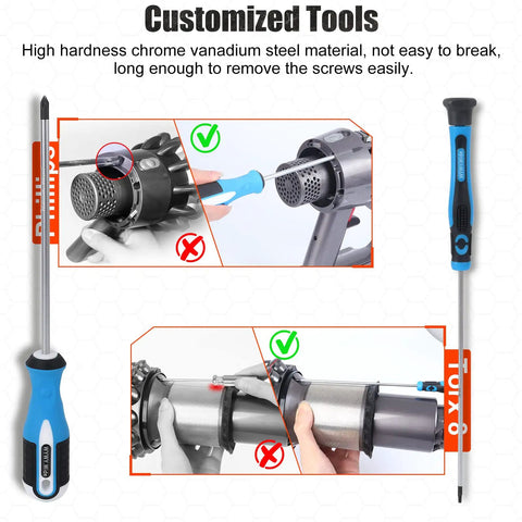 Versatile Screwdriver Set For V6 Through V15 Vacuum Cleaners Easy Disassembly And Maintenance Kit with blue handles