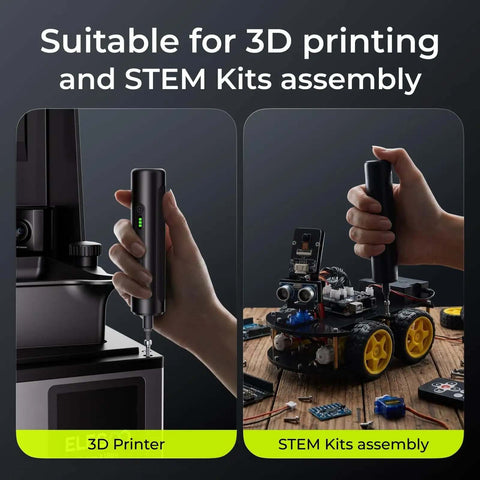 Electric Screwdriver Set With 33 Magnetic Bits And 3 Torque Settings shown for 3D printer and STEM kits assembly