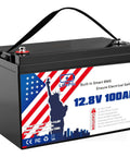 12.8V 100Ah LiFePO4 Battery With Grade A Cells Group 31 Built In 100A BMS Delivers 15000 Deep Cycles And Long Lasting Off Grid Ready Power For Solar Systems Home Energy RVs Boats, with iconic design on label
