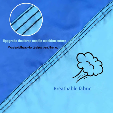 Close-up of blue Camping Hammock With Tree Straps Ultra Lightweight Parachute Nylon 600 Lb showing reinforced stitching