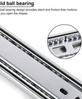 Close-up of 22 Inch Drawer Slides Two Pairs Soft Close Ball Bearing Full Extension Side Mount Glides For Wide Dressers And Cabinets 100 Lb Load