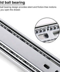 Close-up of 22 Inch Full Extension Drawer Slides Pair With 100 Pound Capacity Soft Close Ball Bearing Side Mount Rails