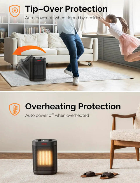 Cozy Up Portable 1500W Ceramic Space Heater With Adjustable Thermostat Office Or Home Overheat Protection Tip Over Safe