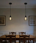 Black Pendant Lights 2 Pack Farmhouse Industrial Metal Cage Ceiling Fixtures Adjustable Hanging Lights For Kitchen Island
