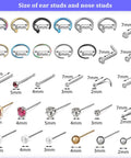All In One Ear Piercing Kit With Gun Stainless Steel 36 Pairs Studs 98 Earrings 22 Nose Studs Pro Grade Size Chart