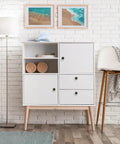 White cabinet with 4 Pack White Cabinet Pull Handles With Mounting Screws, Cute Christmas Tree And Snowman Knobs for cupboards and drawers.