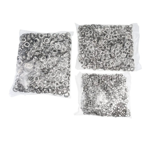 Pro Grade Heavy Duty Hand Press Grommet Machine With Three Dies One Quarter Inch Three Eighths Inch One Half Inch Eyelet Punch Tool Kit Plus 1500 Grommets For Crafting Sewing Sign Making Upholstery displaying grommets in bags