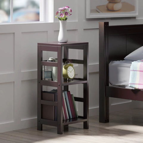 Open Display Two Tier Ladder Shelf For Living Room Den Office And Bedroom With Modern Yet Practical Bookshelf near bed
