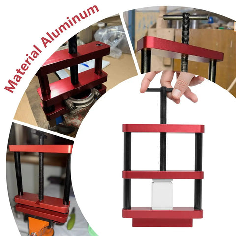 Heavy Duty Aluminum Connecting Rod Vise Set With Pre Press Mold For Engine Bolt Swaps And Piston Alignment, red anodized, close-up view.
