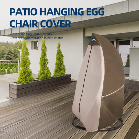 Built Tough Heavy Duty Patio Egg Chair Cover With Zipper, Weatherproof Outdoor Hanging Egg Chair Protector on patio