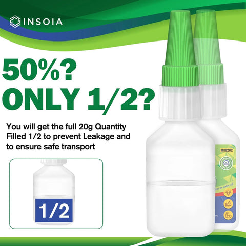 Cyanoacrylate glue bottle, 20 g, green cap; CA adhesive for woodturning, nails, and hobby models.