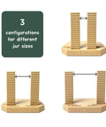 Label Application Tool For Jars And Bottles With Adjustable Height And Width Aligner Base And Two Sticking Columns Three Configurations For Aligning Drink Food And Candle Labels Made From PLA Bioplastic In USA Easy Setup And Use
