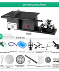 Built Like A Tank Five In One Bench Buffer Polisher And Jade Grinding Machine with drill bits and accessories for tasks.