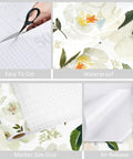 Swoon Worthy Green Floral Peel And Stick Wallpaper For Epic Boho Wall Upgrades With Chill Self Adhesive Botanics Serving Major Room Vibes And Super Easy Removable DIY Decor Rolls, showing easy cut and waterproof features.