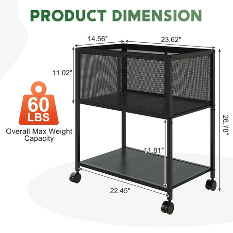 Rolling File Cart With Wheels For Hanging Folders Mobile Metal File Cabinet On Casters That Fits Letter Size Durable Black