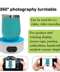 360 Degree Motorized Rotating Display Stand White Electric Spinner Turntable For Tumblers Jewelry Photography Products Adjustable Speed Turner Base Showpiece Prop with blue cup on top